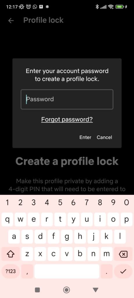 Netflix Create a profile lock login