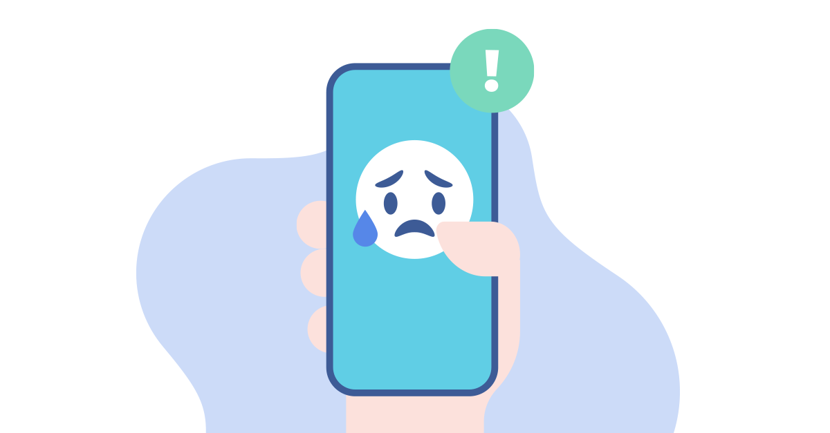 Bild eines traurigen Emoji auf einem Telefon