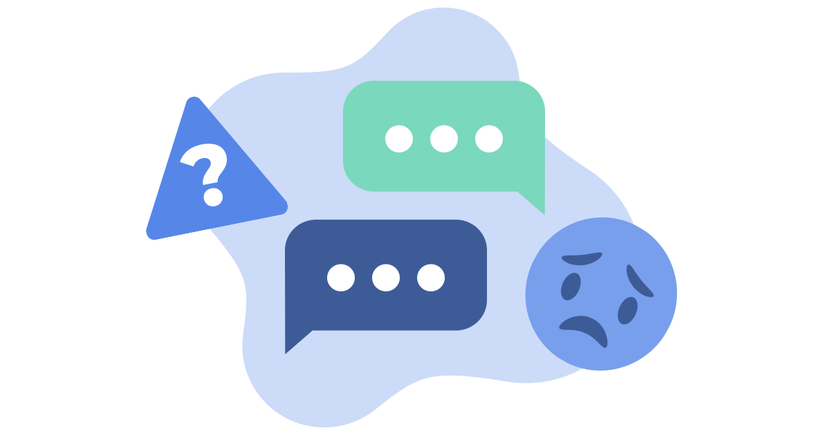 sad emoji and speech icons