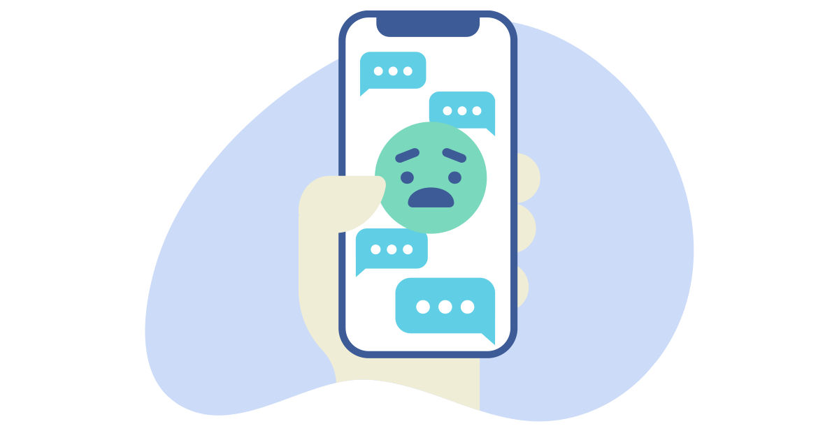 verdrietig emoji-pictogram op een telefoon