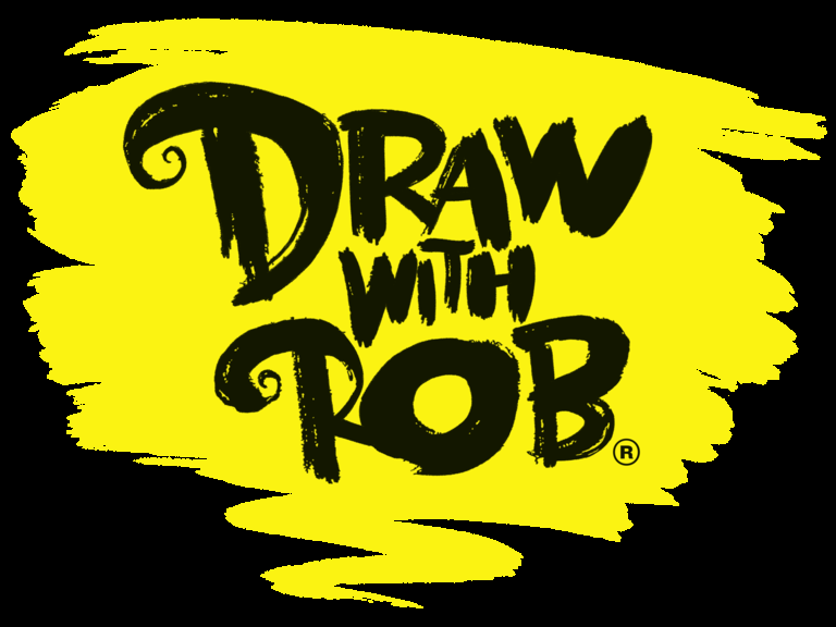 黄色背景上黑色的文字 文字内容为：与 Rob 一起画画