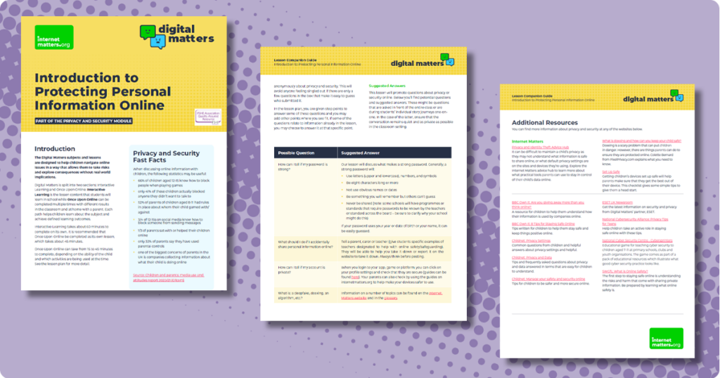 A digital image with 3 examples of what you'll find in the companion guide available for all registered teachers.
