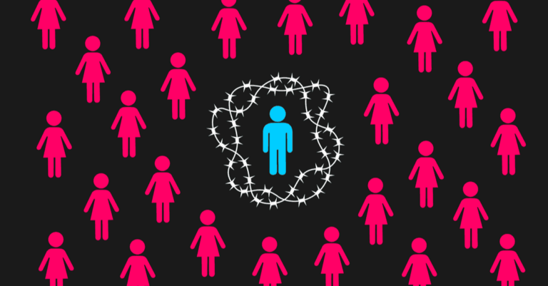 Man isolated from women