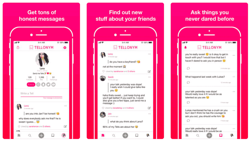 Screenshot of tellonym app via Rachel Kraus/Mashable