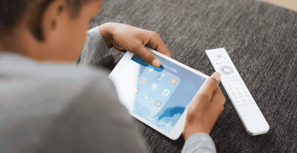 A child uses a tablet.