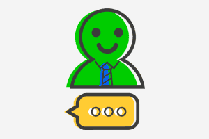 Un avatar de perfil con corbatas y un cuadro de mensajes justo debajo.
