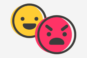 Emoji wyneb hapus y tu ôl i emoji wyneb blin