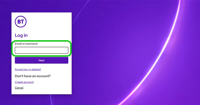 Screenshot of My BT login screen.
