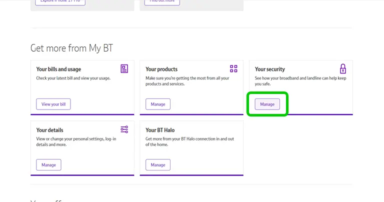 Screenshot of Get more from My BT screen.