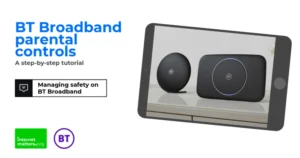 Screenshot of BT Broadband parental controls video title screen.
