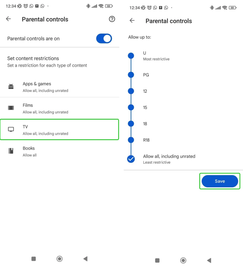 Google Play TV settings