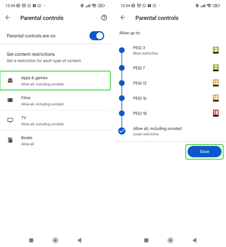 Google Play Apps & games restriction