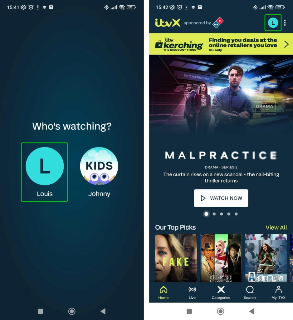 ITVX select a profile