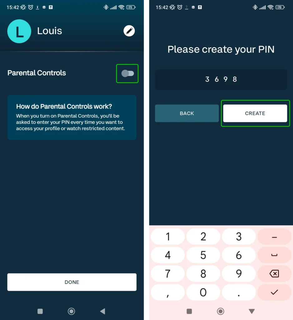 ITVX toggling on parental controls