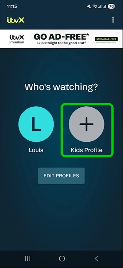 ITVX add Kids profile