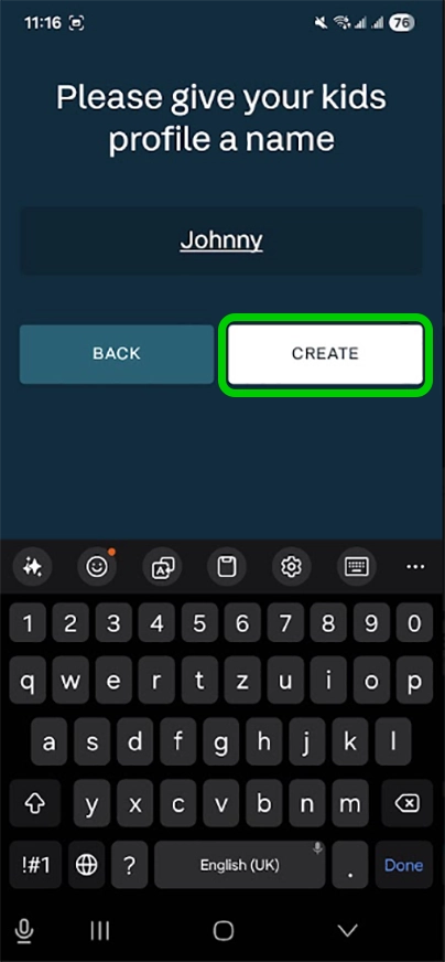 ITVX create Kids profile