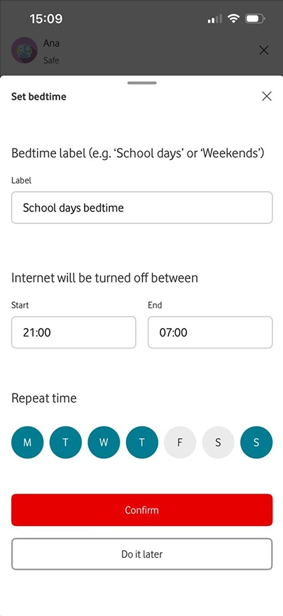 Net Secure PC choose bedtime