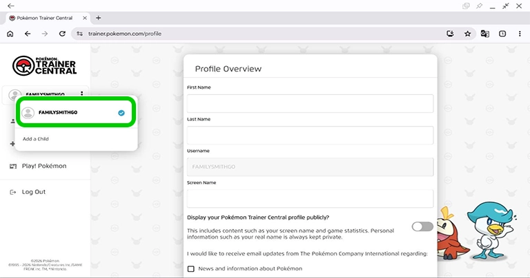 Pokemon Go profile overview