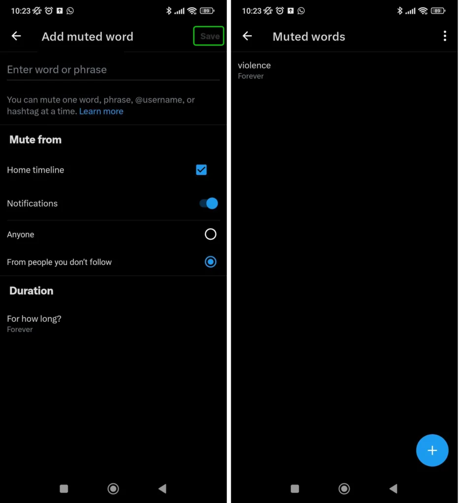 X adding muted word