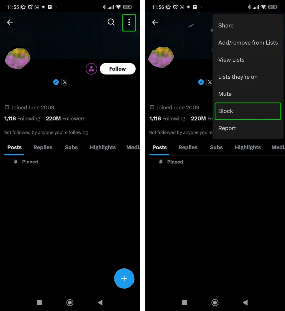 X blocking user