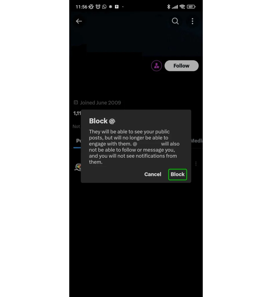 X block popup
