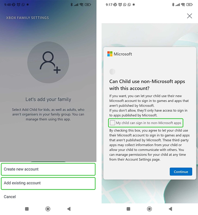 Configuración familiar de XBOX Agregar niño