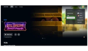 Screenshot of Prime Video home screen with menu open and Account & Settings highlighted.