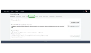 Screenshot of Account & Settings menu in Amazon Prime Video.