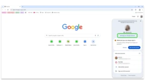 Screenshot of Google account settings menu in the Chrome browser.