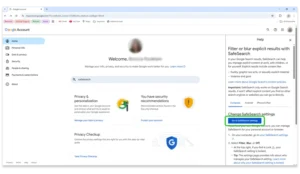 Screenshot of Google Account SafeSearch search results.