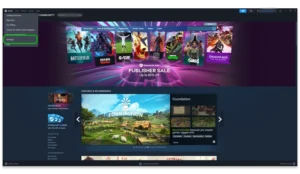 Screenshot of Steam client with the Settings menu highlighted.