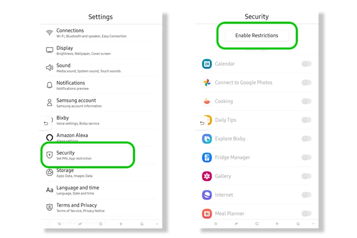 samsung-family-hub-settings-enable-restrictions-screen