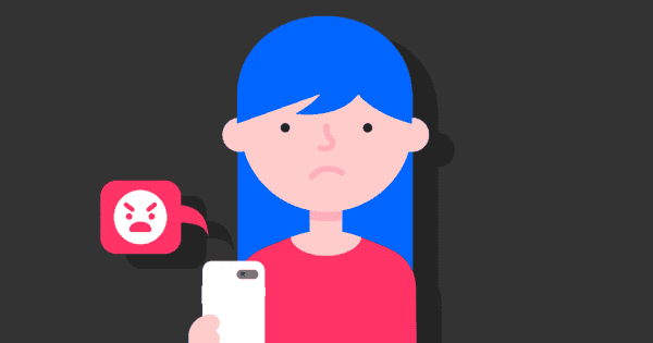 animation of young person receiving online trolling