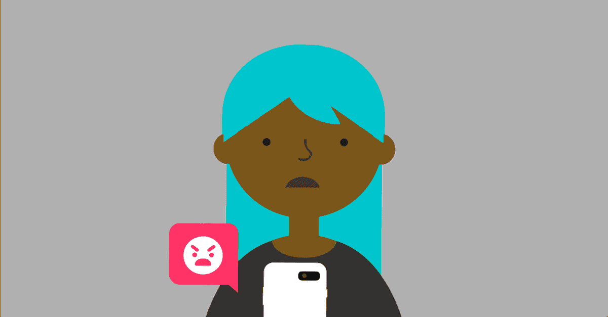 Girl with a sad face on her phone icon