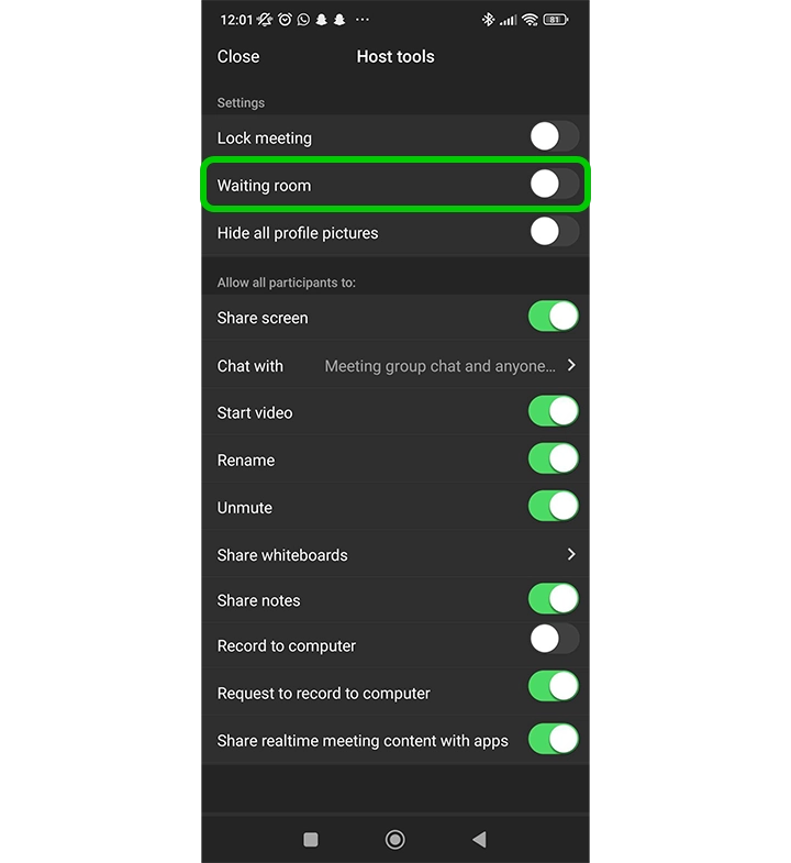 Zoom PC waiting room