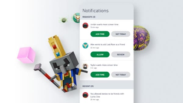 Screenshot of Xbox family settings app