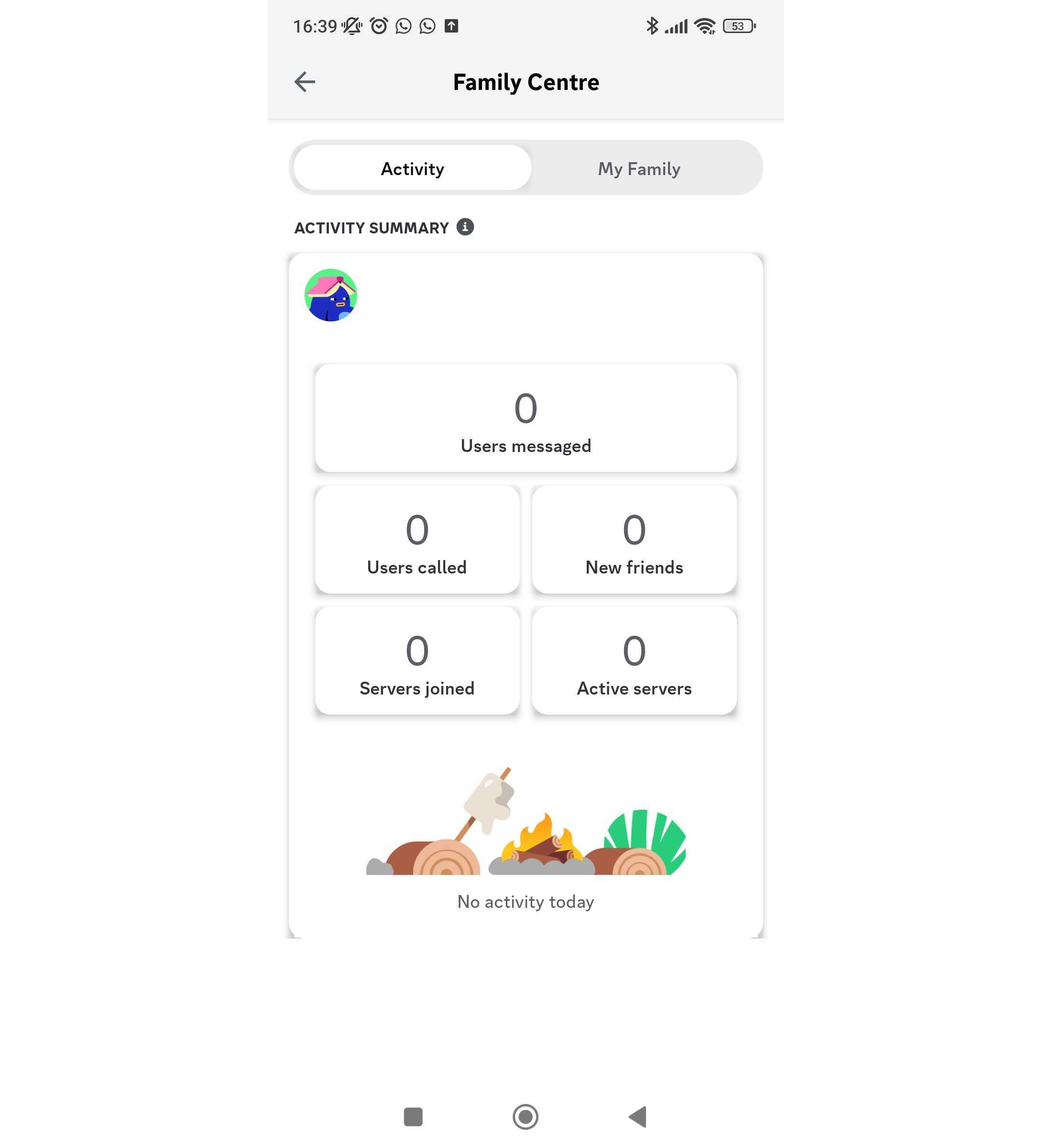 Discord Family Centre screen