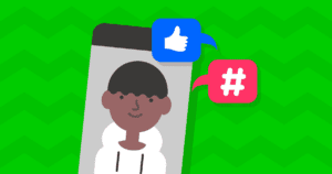 image of boy on phone screen