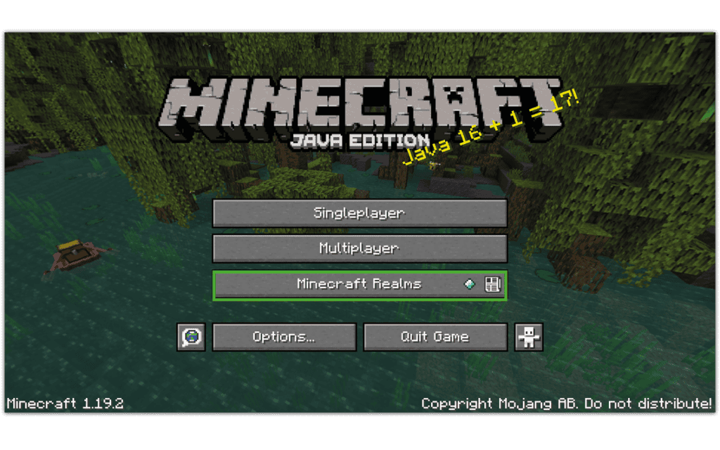 tela do menu principal do minecraft