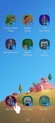 Bildschirm mit nativen Samsung-Apps für Kinder