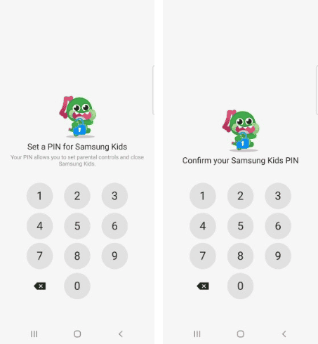 Tela de desbloqueio infantil Samsung