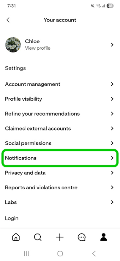 Pinterest account settings - notifications