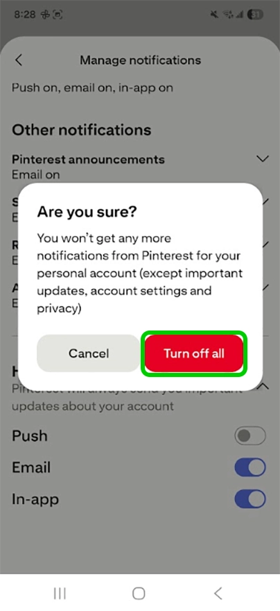 Pinterest notifications - 2
