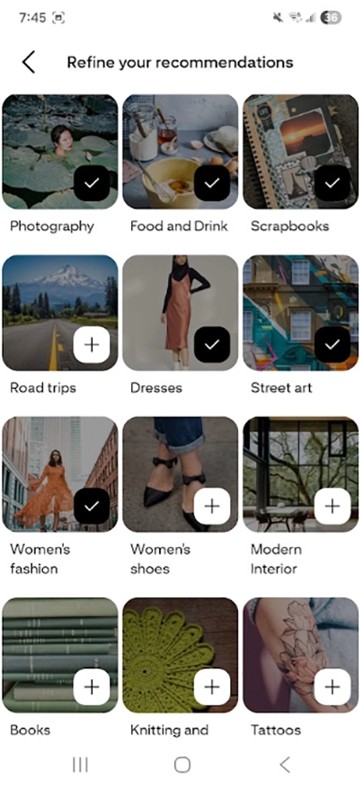 Pinterest refine your recommendation 2