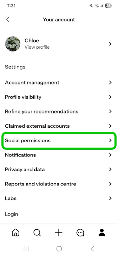 Pinterest social permissions
