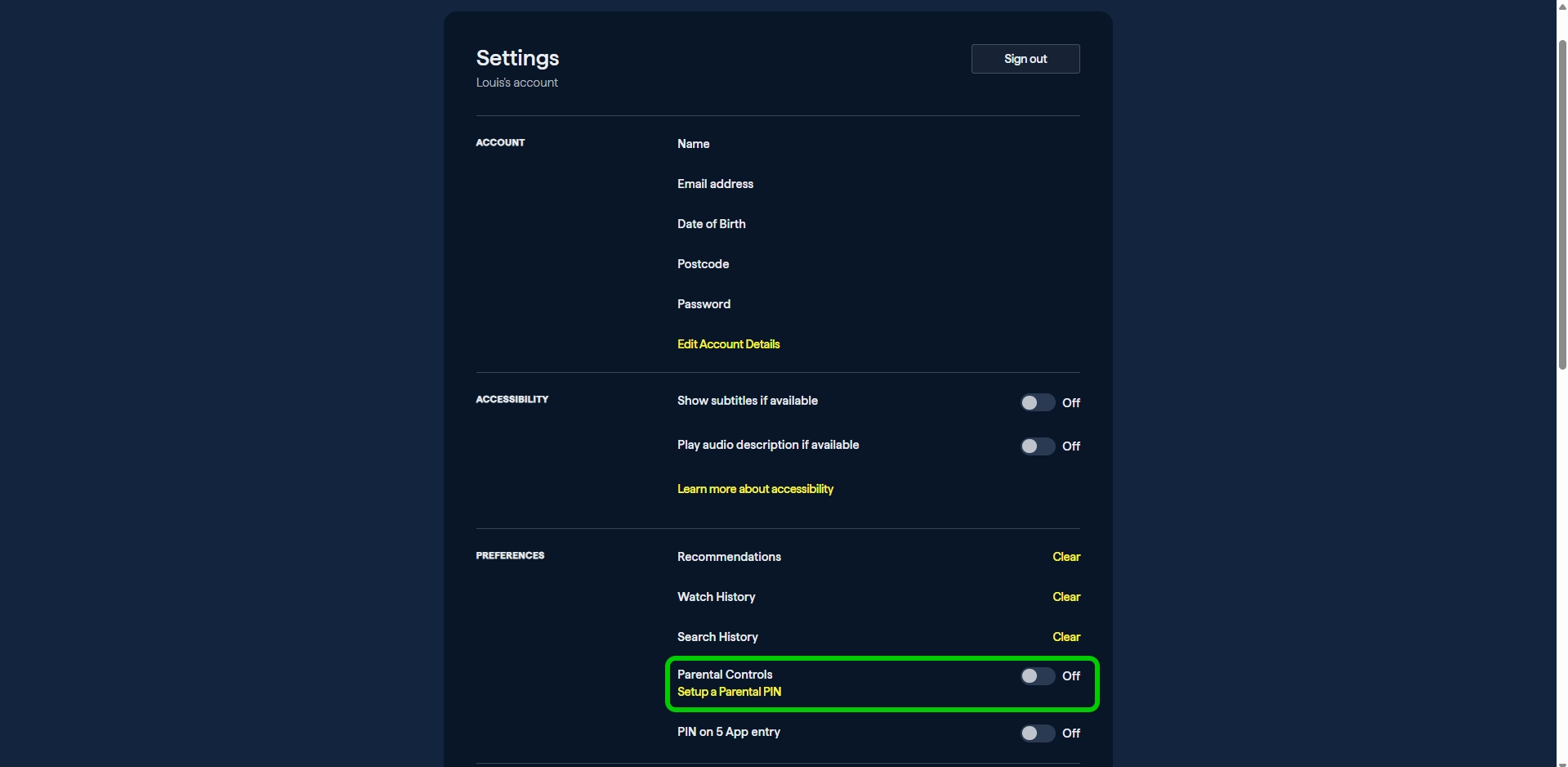 5 settings