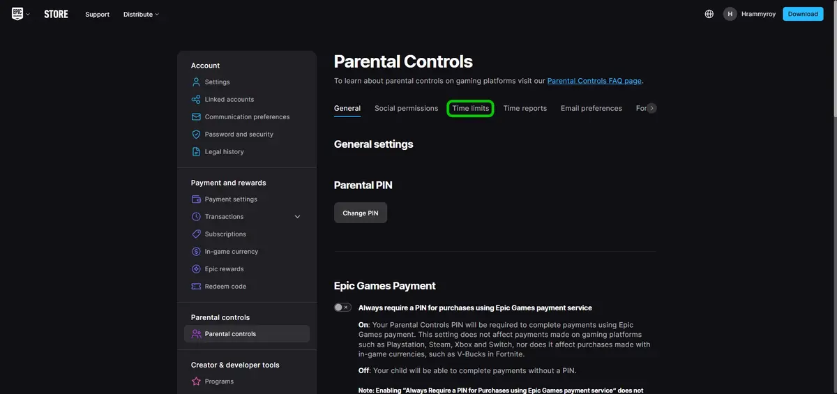 Epic Games Time limits