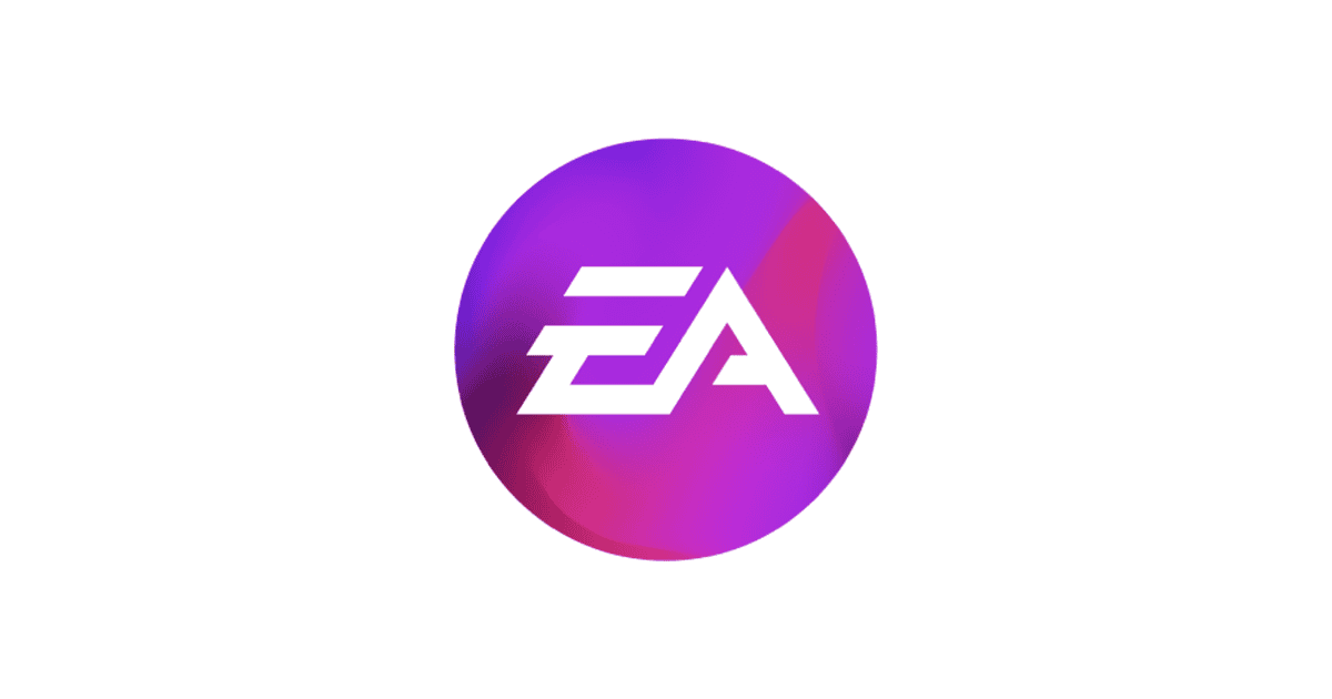 Pink and purple Electronic Arts round logo
