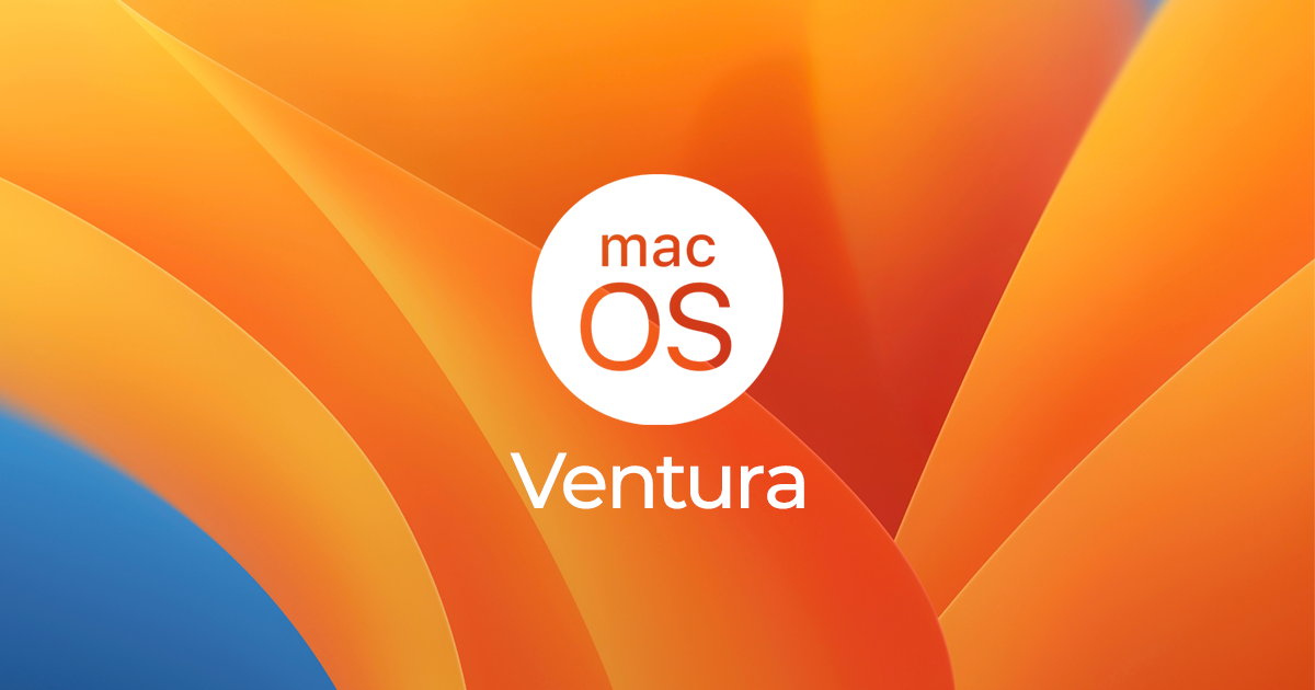 Das macOS Ventura 13-Hintergrundbild mit einem macOS-Logo und der Aufschrift „Ventura“ darüber.