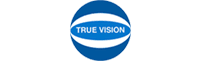 True Vision-Logo – ein blauer Kreis in Form eines Auges mit der Pupillenaufschrift „TRUE VISION“ in Großbuchstaben.